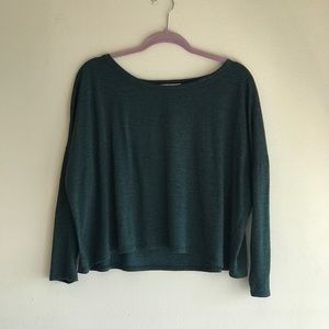Elodie Green Long Sleeve Crop Tee w/ Back Cut Out